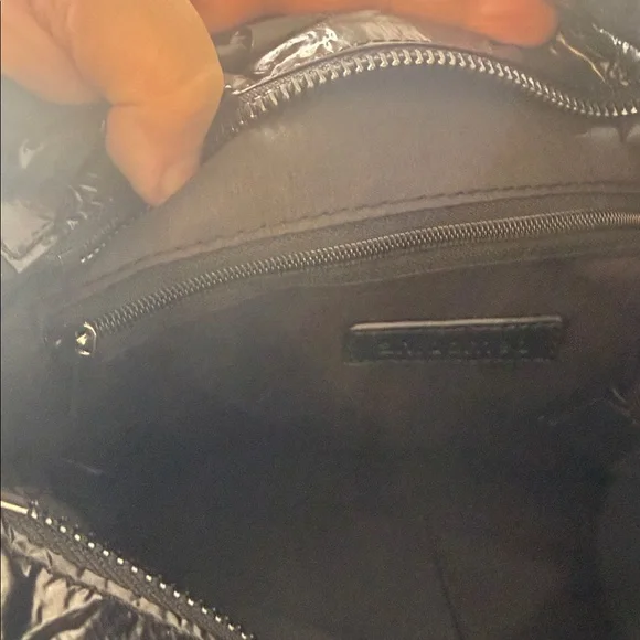 Ah-dorned Patent Black Quilted Shoulder Bag 2 Straps - Picture 9 of 15